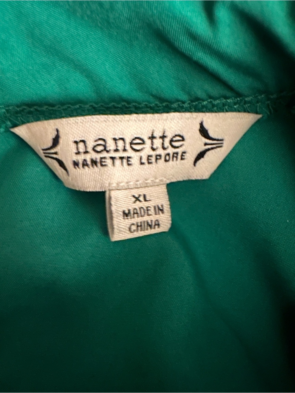 Nanette Lapore Green Crochet Lace Mock-Neck Blouse Elegant Holiday Evening Sz XL - Picture 6 of 6